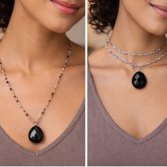 J. Jill Jewelry - J. Jill Faceted Pendant Necklace Beaded Chain. (BJ111)